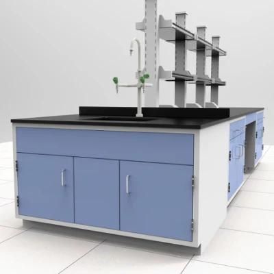 Hospital Wood and Steel Lab Furniture with Wheels, Hospital Wood and Steel Hexagonal Lab Bench/