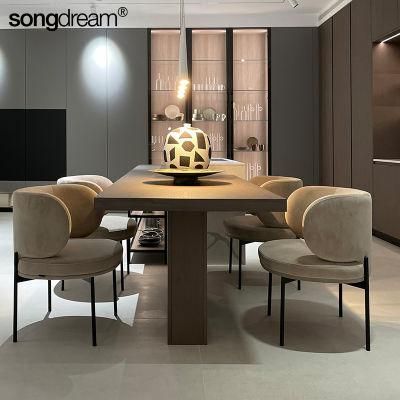 Sponge Cushion Accent Modern Dinning Room Set Fabric Dining Chairs with Arms