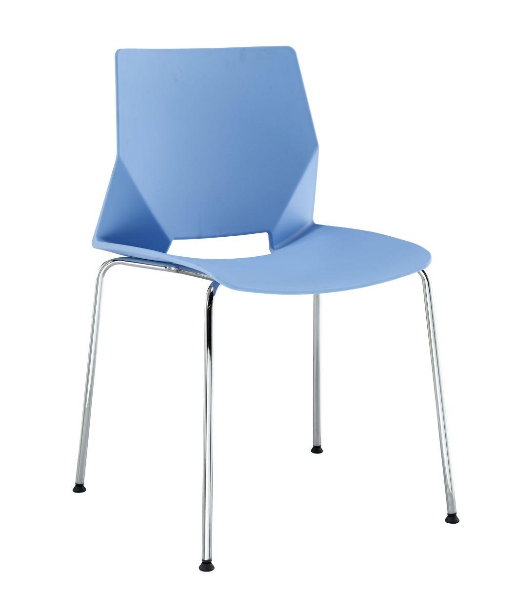 Stackable Plastic Seat Events Furniture Canteen Chair with Steel Leg