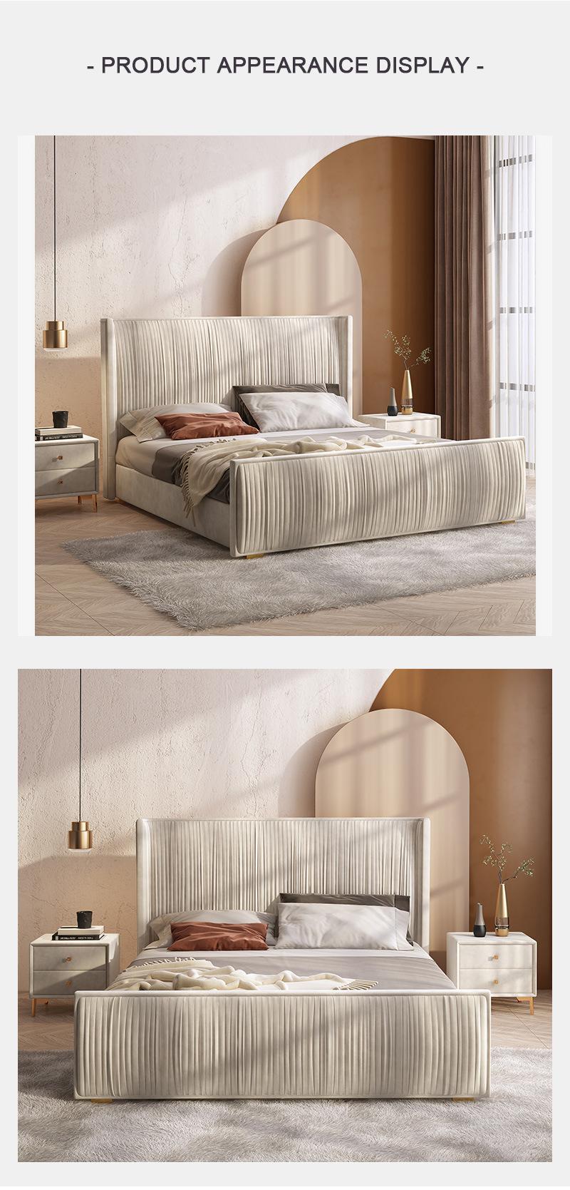 Nordic Italian Wood Bedroom Furniture Set Gas Lift Storage Bed