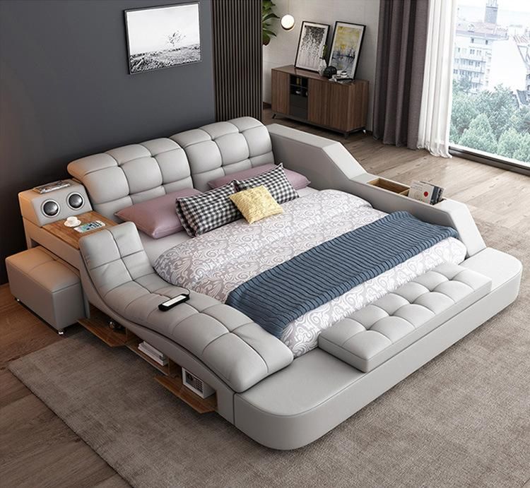 Modern Bedroom Furniture Set Leather Beds Tatami Bed with Speaker Smart Sofa Bed