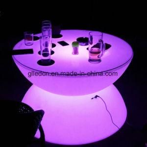 LED Furniture Dining Table for Sale Work with Recharge Battery and Remote Control