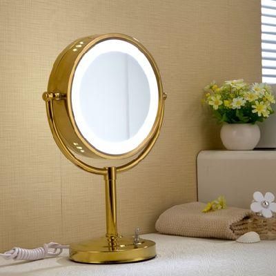 LED Light Bath Mirror Double Sides Round Shape Silver Mirror