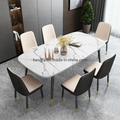 New Modern Office Negotiation Table Golden Plated Metal Legs Marble Dining Table