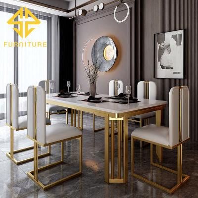 Sawa Luxury Gold Stainless Steel Banquet Table and Chair Set