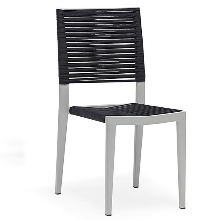 Black and White Aluminum Modern Outdoor Stacking Bistro Chair Patio Metal Furniture