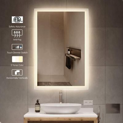 Factory OEM Illuminated IP44 Frameless LED Bathroom Mirror with CE GS