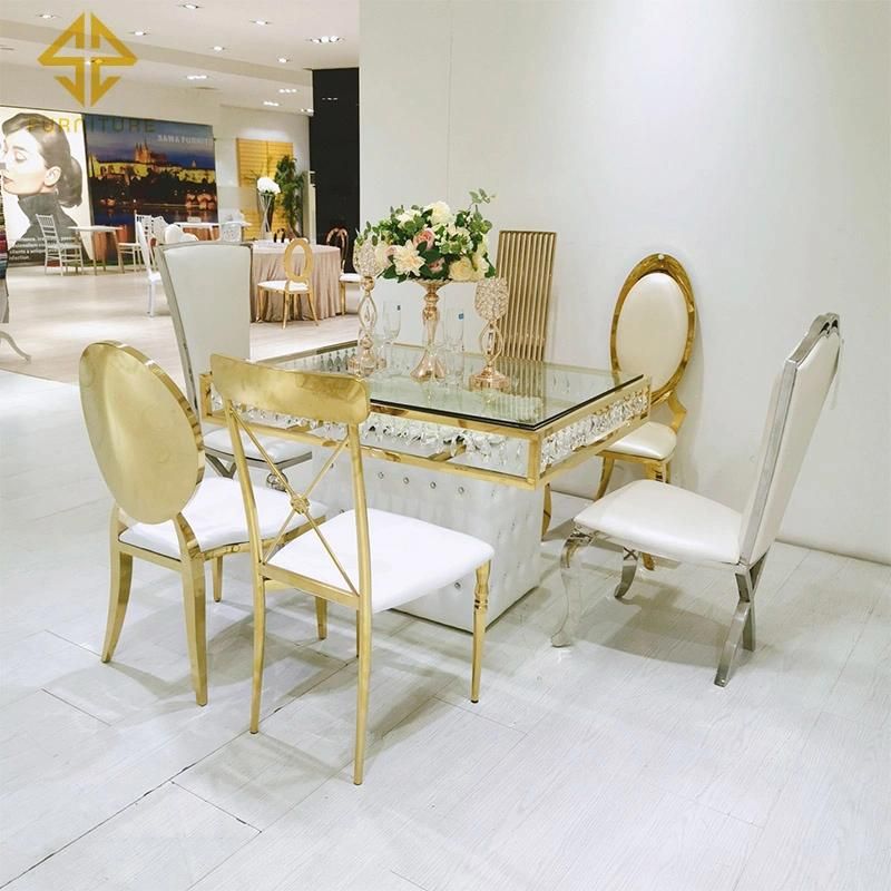 Commercial Grade Furniture Stainless Steel Luxury Dining Chair for Hotel Banquet Use