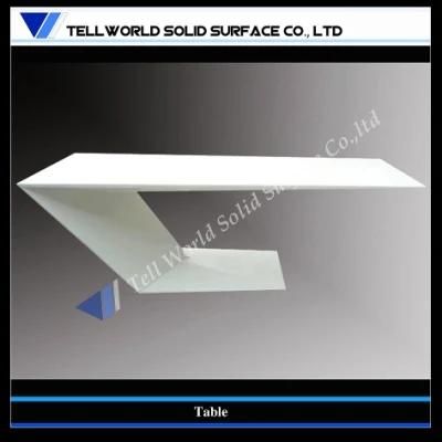 White Artificial Marble Z Shape Office Desk Modern Design