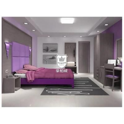 Boutique Hotel Bedroom Furniture in Purple New Design Hotel Furniture