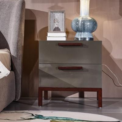 Modern Wooden End Table Bedroom Night Stand with Two Drawers