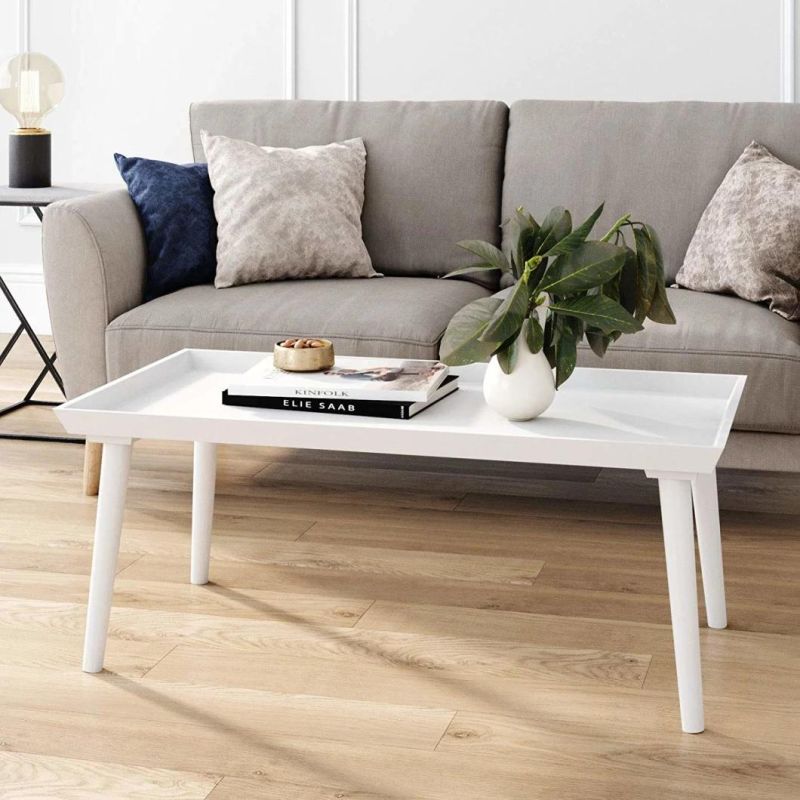 Modern Tray Top Coffee Table with Narrow Cone Legs