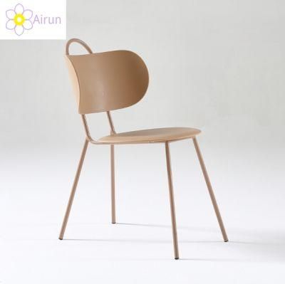 New Design Armless Modern Design Black PP Seat Metal Leg Home Leisure Negotiation Plastic Dining Chair