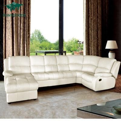 Best Selling Wooden Frame White Leisure Leather Chesterfield Modern Furniture Recliner Corner Sofa