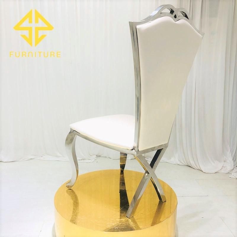 Luxury X Leg High Back Stainless Steel Dining Chair Hotel Furniture Wedding Events Chairs