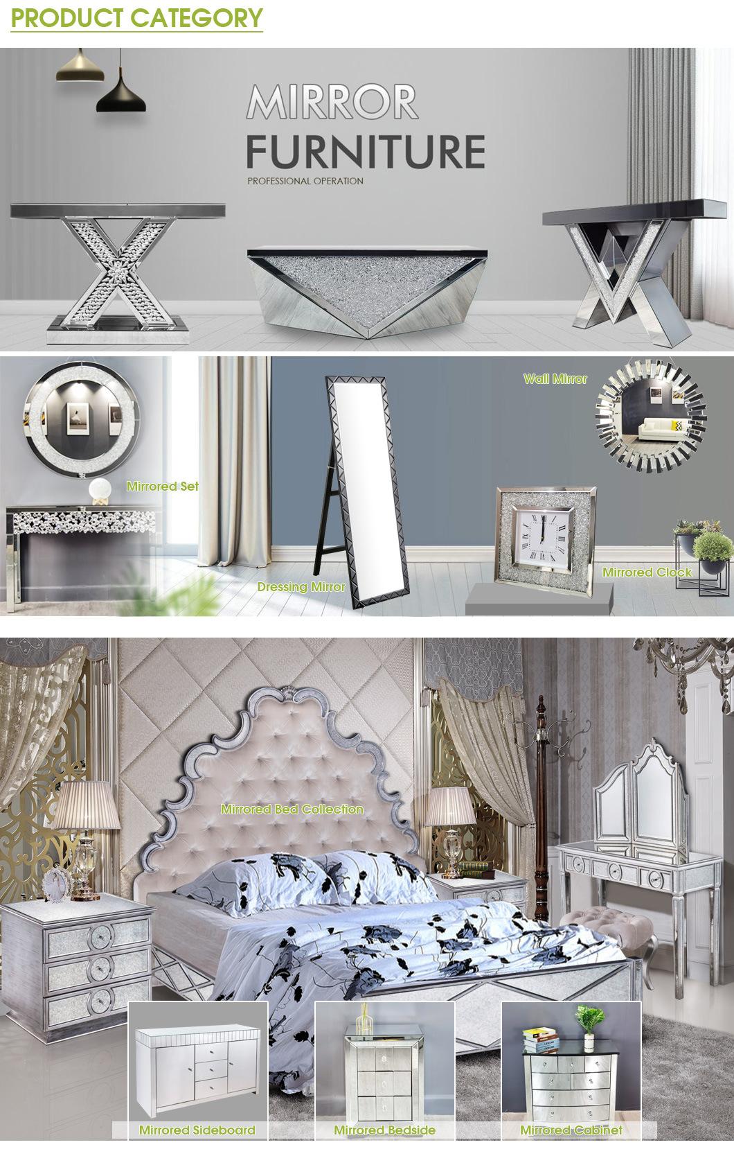 Unfolded Modern Silver Bedroom Furniture Console Table and Mirror Table Set