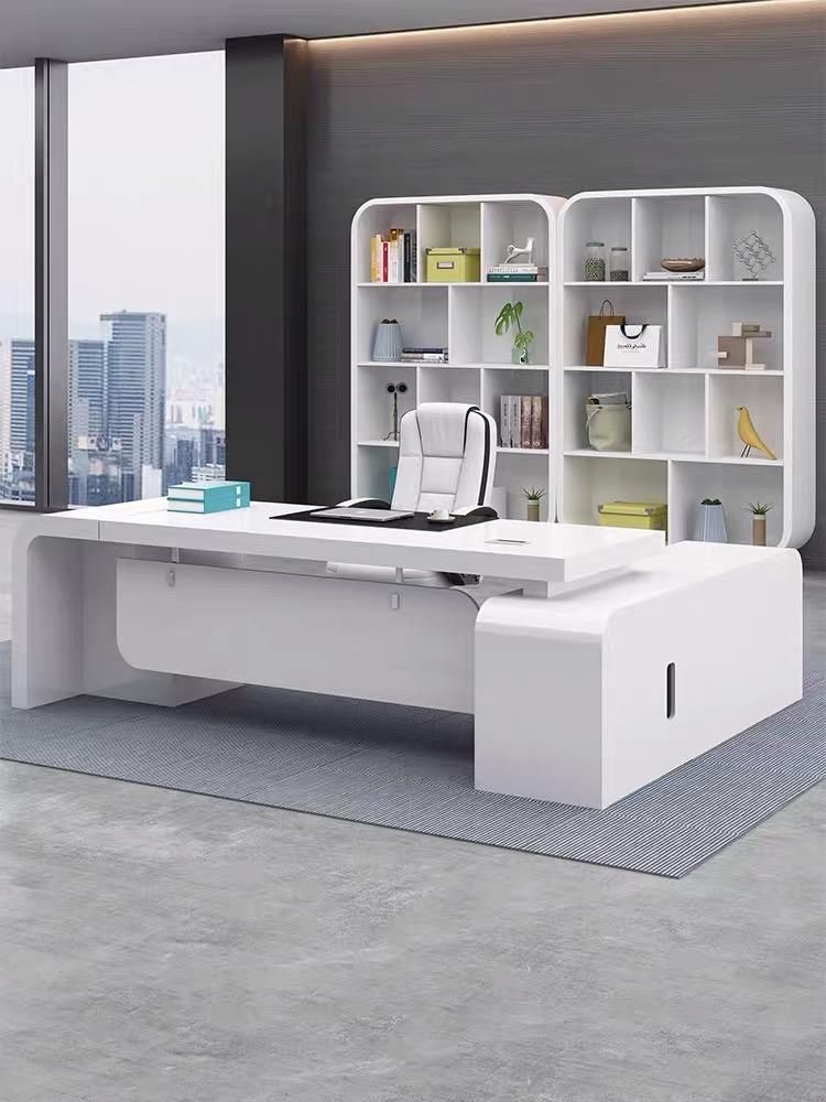 New Luxury Modern Simple Elegant Office Furniture White Wooden Boss Desk