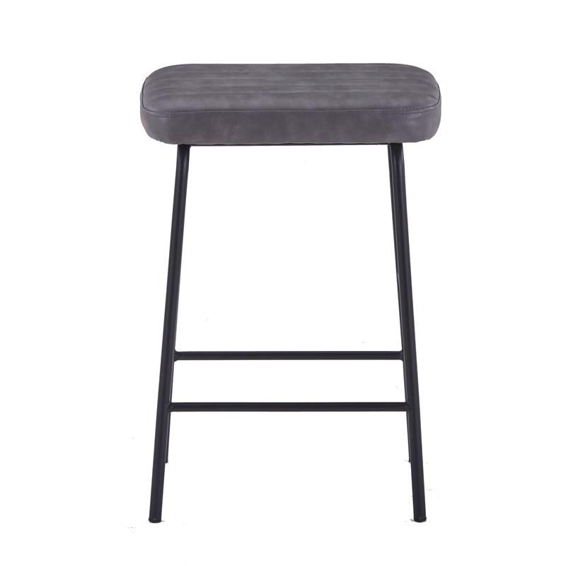 American Retro Design Cheapest Fancy Armless Grey Color Home Hotel Kitchen PU Tall Chair High Bar Stools for Pub