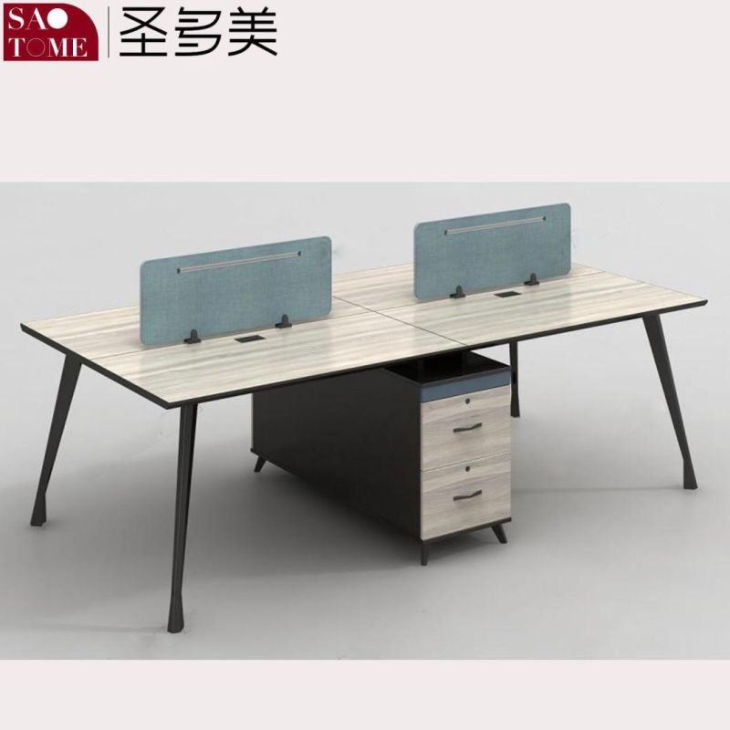 Modern Minimalist Office Furniture with Sideboard Four-Person Desk