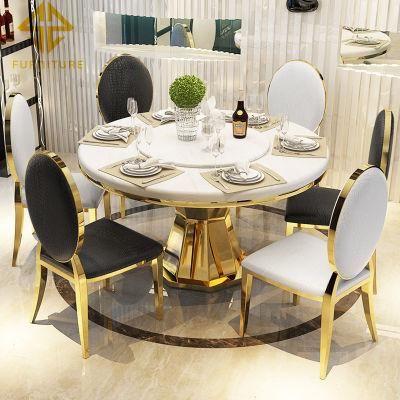 New Coming Stainless Steel Frame Marble Top Dining Room Table Sets Home Furniture