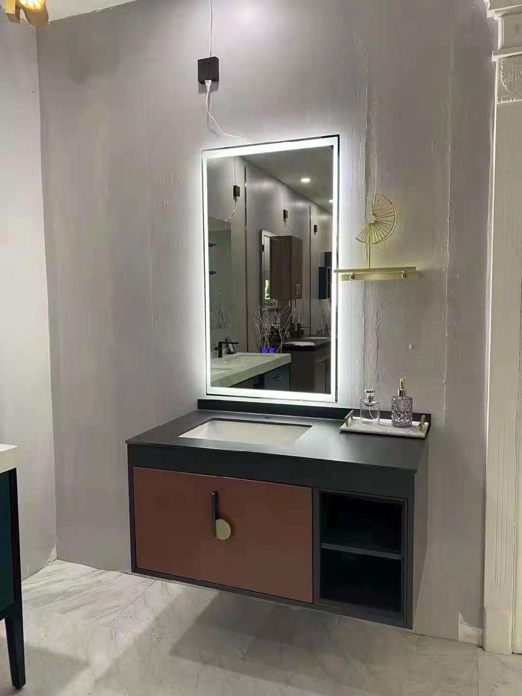 Wall Brown Wooden Modern Hotel Bathroom Smart Glass Furniture