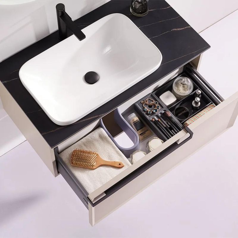 39.4" Wall-Mounted Bathroom Vanity with Ceramic Sink & Storage