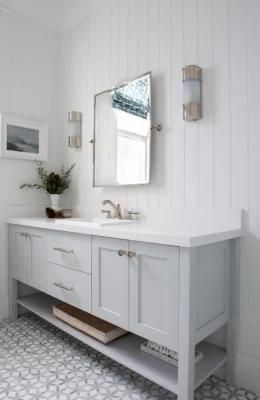Classic Design White Splashback Knob Handle Floor Mount Bathroom Cabinets