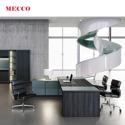 High End L- Shape CEO Factory Direct Price Luxury Boss Executive Office Furniture Desk Table with Lifting Socket