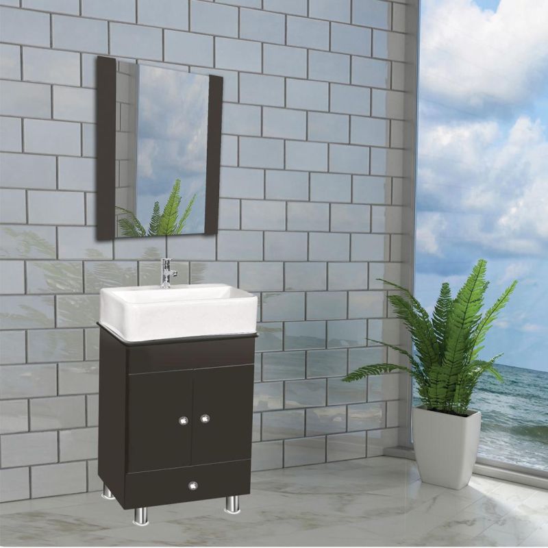 2022 Hot Sale Floor Mounted Stainless Steel Bathroom Cabinet with Single LED Mirror