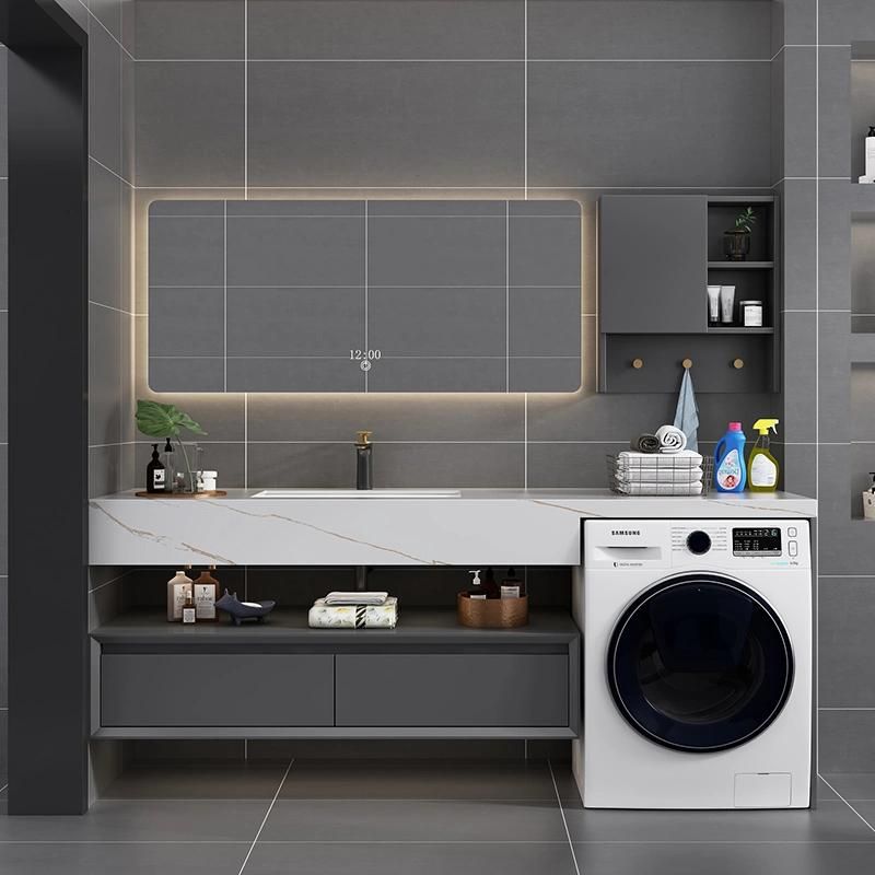 Rock Plate Bathroom Cabinet Balcony Drum Washing Machine Integrated Cabinet Combination Modern Bathroom Washbasin