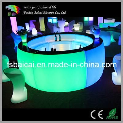 High Quality PE LED Glowing Round Bar Table LED Furniture Glow Table