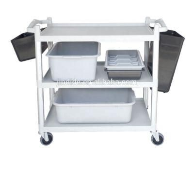 Hotel Food Service Trolley with PP Plastic Kitchen Plate Collector Cleaning Service Cart