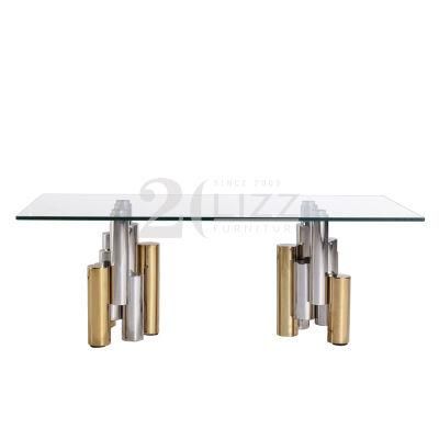 European Luxury Home Hotel Furniture Simple Golden Stainless Steel Marble Sets Hot Selling Dining Table