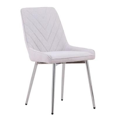 Home Hotel Restaurant Kitchen Furniture Fabric Dining Room Chair with Chromed Legs