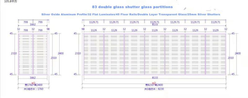 Modern High Quality Low Office Cheap Partition Aluminum Frame Partition Shutter Glass Partition