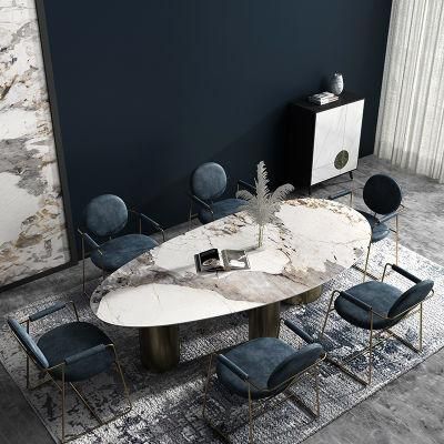 Stainless Steel Slate Dining Table Modern Minimalist Designer Office Rectangular Home Minimalist Light Luxury Marble Desk