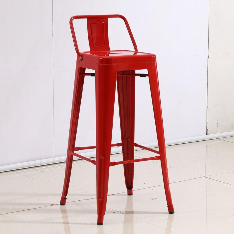 Counter Height Bar Stools Modern Dining Industrial Metal Distressed Indoor and Outdoor Bar Stool Chair with Red Color