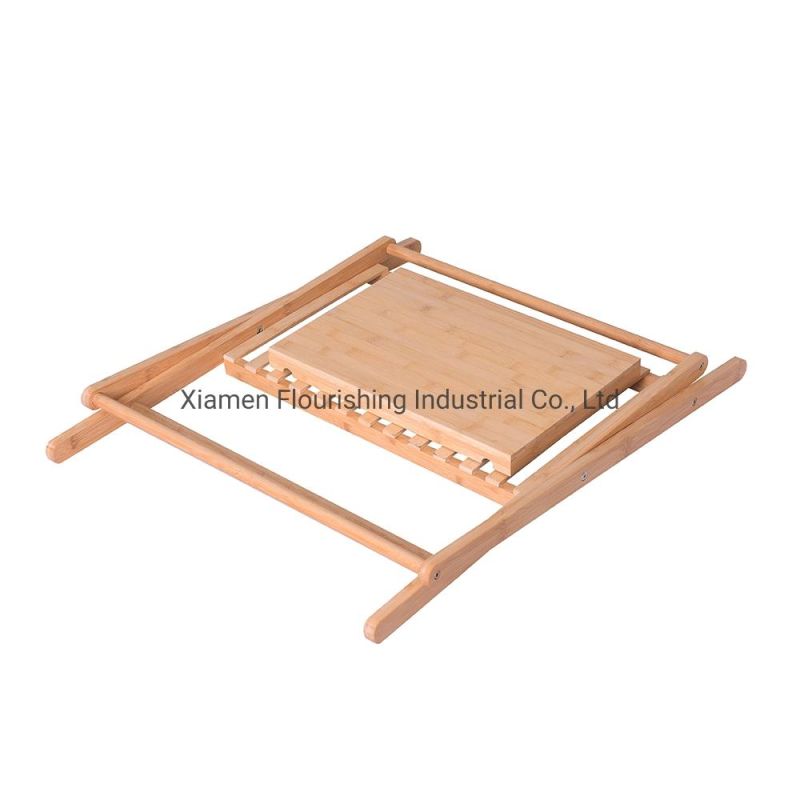 Bamboo Folding Luggage Rack for Bedroom, Guest Room, Hotel, Living Room with Shelf