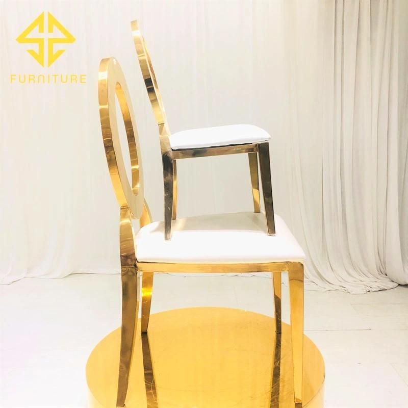 Shining Gold O Back Stainless Steel Dining Chair for Kids Hotel Furniture Children Chair