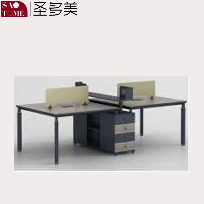 Modern Office Furniture Desk for Two People with Screen Clip and File Rack Work Table