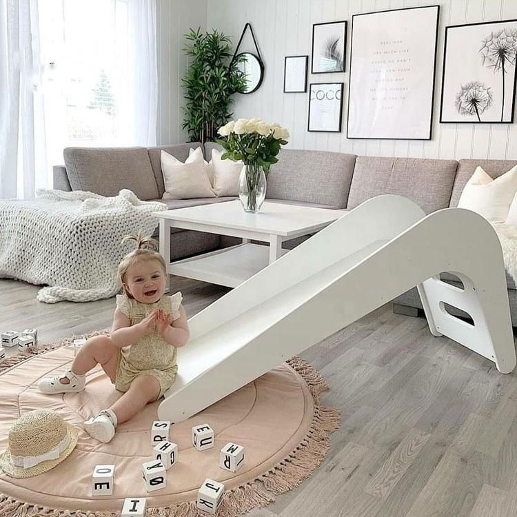 Modern Funny Kids Furniture Home Indoor Wooden Slide for Baby Toddler