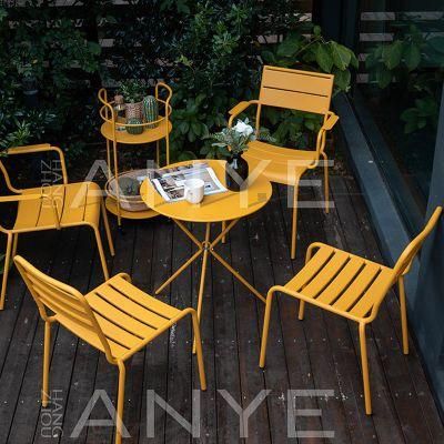 Garden Party Casual Furniture Metal Stackable Dining Side Chair Modern Outdoor Chair