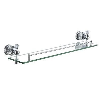 Modern Crystal Chrome Glass Shelf Brackets Bathroom Wall Mounted Brass Single Tier Glass Shelf