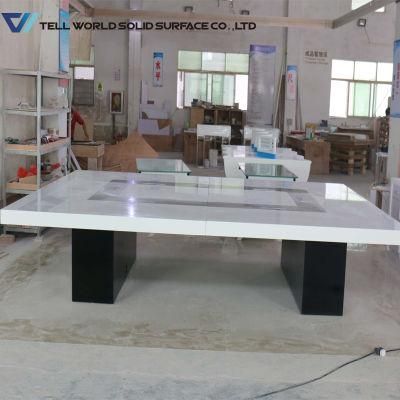 Artifical Stone Modern Design Conference Table with Wooden Leg