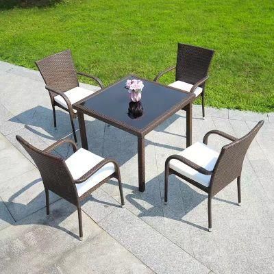 High Quality Stacking Cane Wicker Chair Set Outdoor Furniture Garden Table and Chairs Set