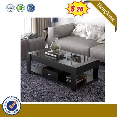 Cheap Modern Home Living Furniture Set Sofa Side Furniture Center Tables Black Glass Table Top Wooden Coffee Table (UL-5998)