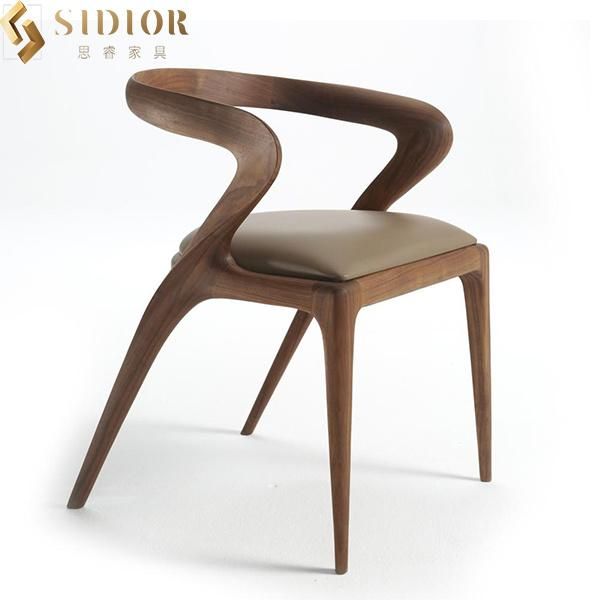 High Foam Fabric Modern Low Back Solid Wood Dining Chairs for Home