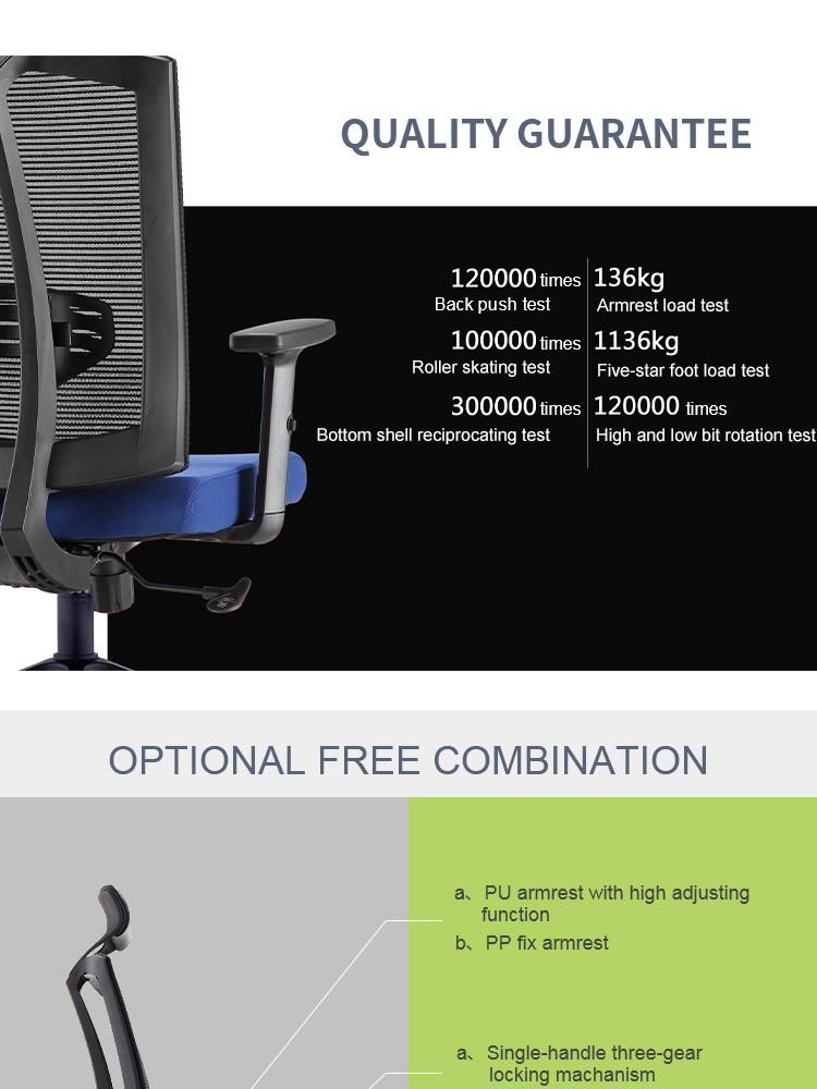 Top Quality PP Materials Modern Comfortable MID-Back Mesh Adjustable Office Chair with Headrest