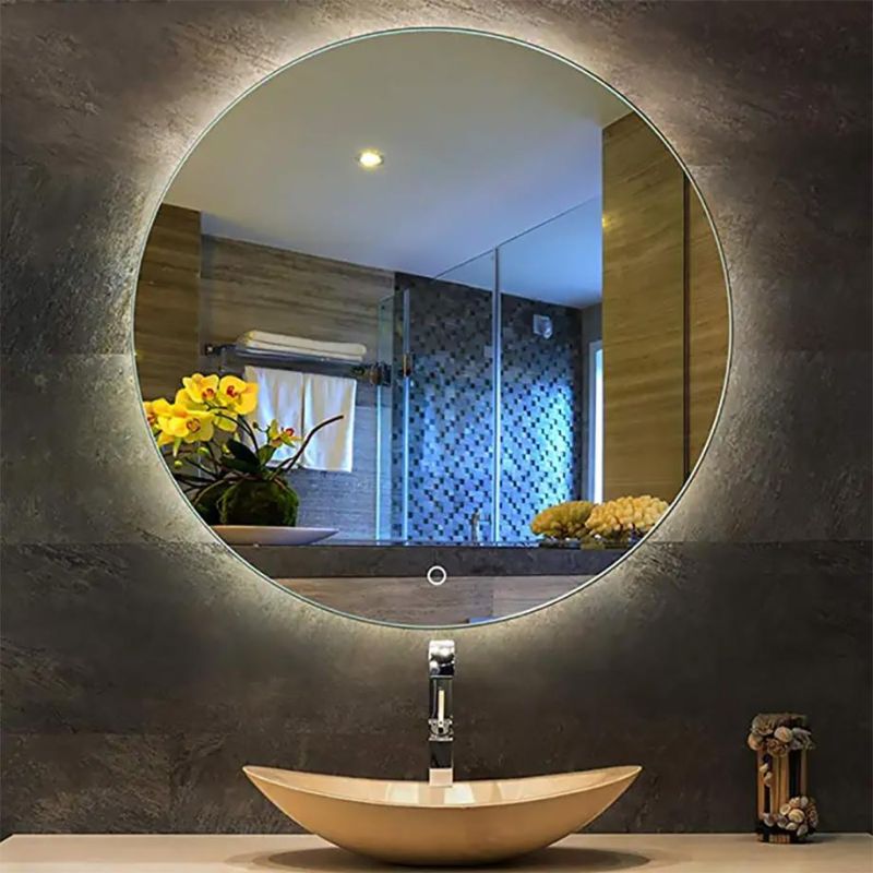 Hotel Wholesale Bathroom Illuminated Lighted Mirror Wall Mounted Round with Touch Switch