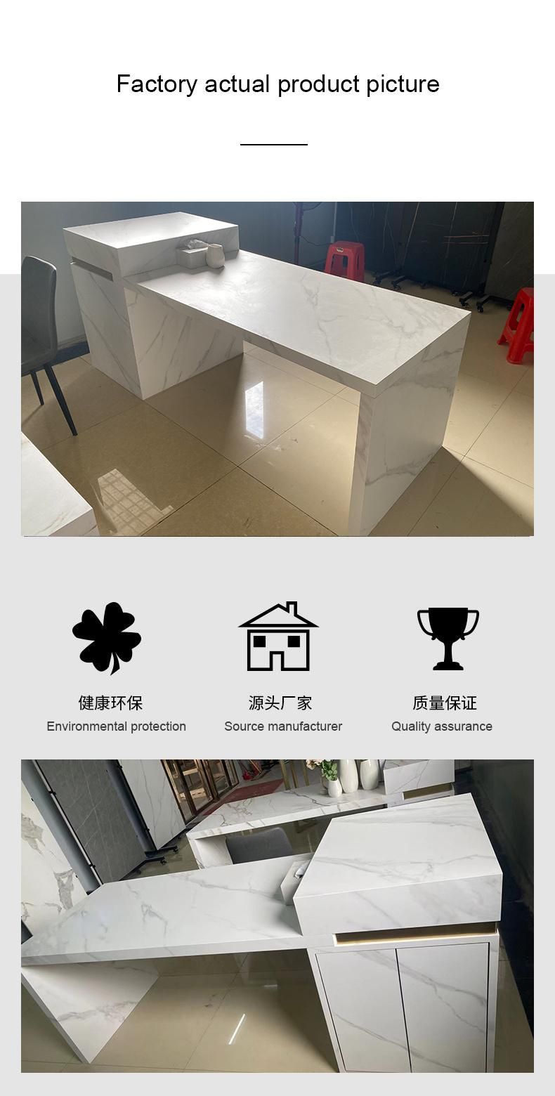 Modern Furniture Marble Rock Plate Dining Table White Kitchen Cabinet